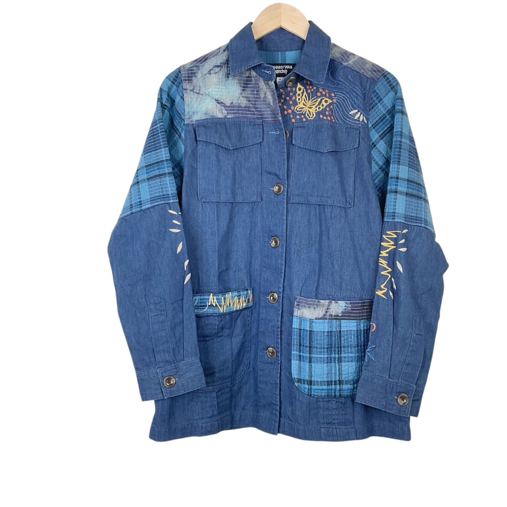 Johnny Was Moonlight Tie Dye Patchwork Military Jacket Size XS
